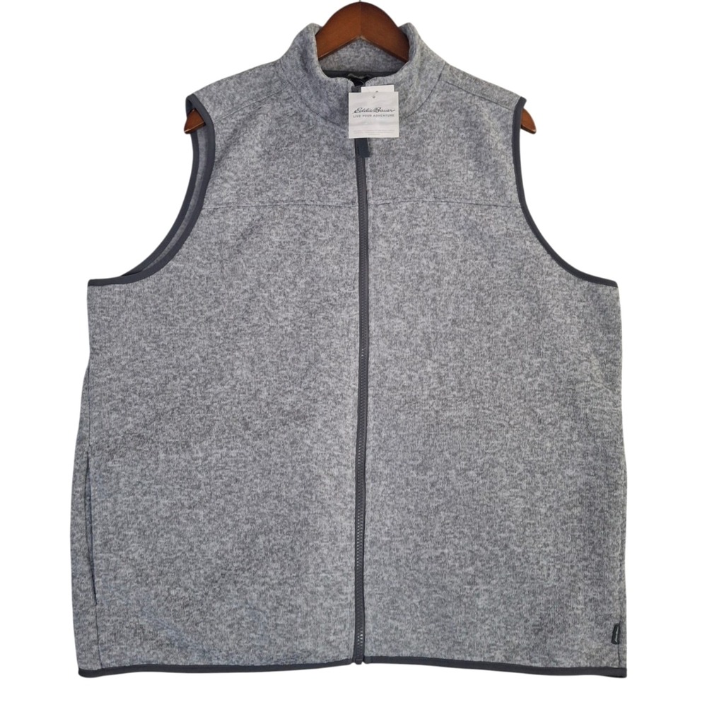 Eddie Bauer Sweater Fleece Full Zip Vest Womens XXL Gray NWT